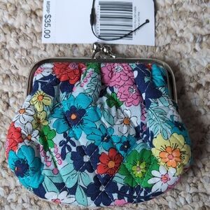 NWT Vera Bradley Far Out Floral Kiss Lock Coin Purse